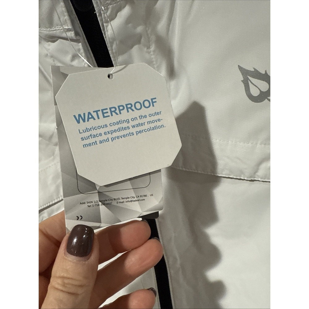 Baleaf White Cycling Running Jacket Coat Windbreaker Waterproof XXL New - Picture 4 of 10
